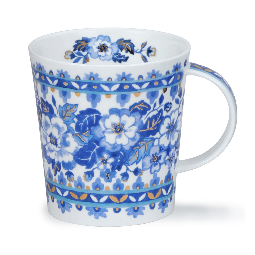 mug dunoon fleurs bleues or 22 carats